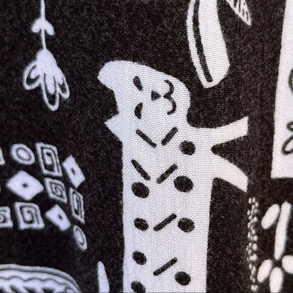 Vintage 80s 90d Koret novelty tribal kitschy print black and white button down M - Picture 4 of 6